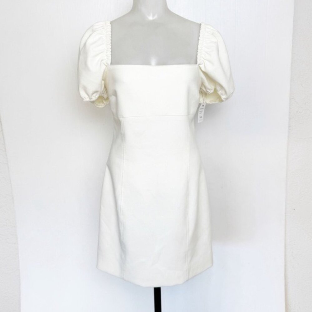Cinq à Sept Havana Puff-Sleeve square neck ivory Mini Dress 12 - Picture 2 of 15